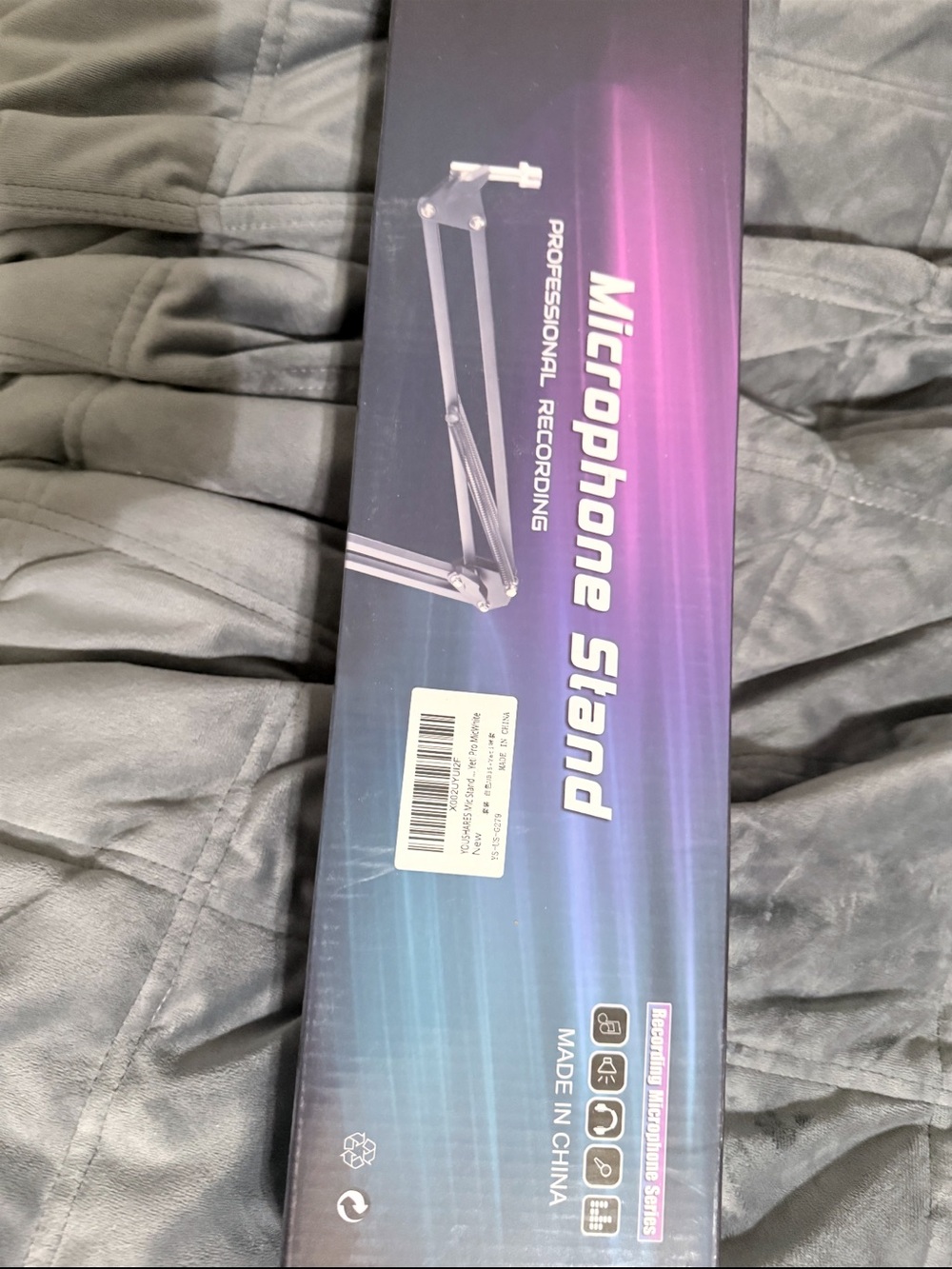 NWT in box Source Unknown Microphone Stand - Black with Purple/Blue Accent Box